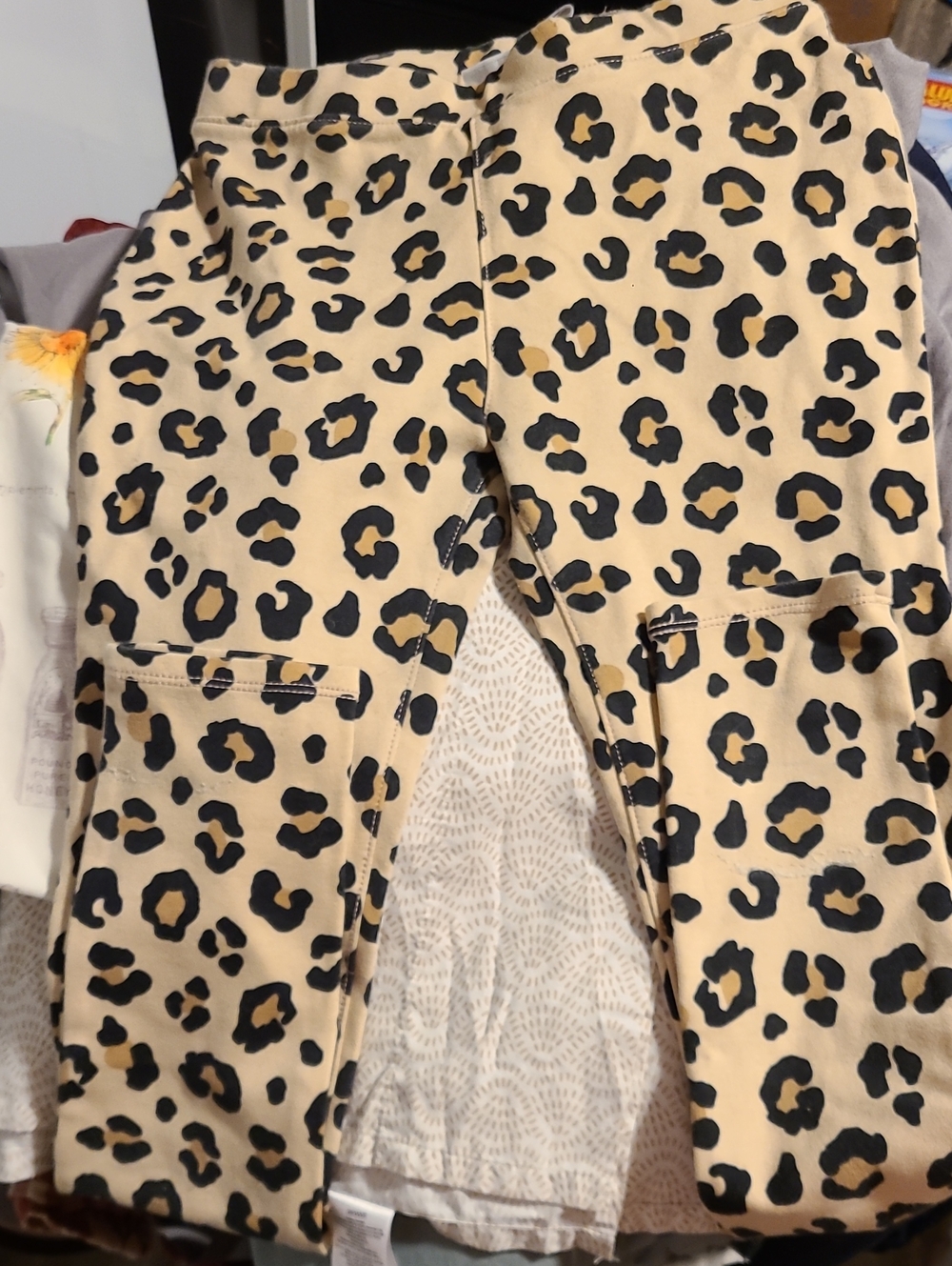 Kids Leopard Print Leggings - Tan/Black
